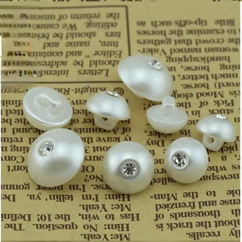 High-quality Pearl Diamond Buttons Round Imitation Pearl Buttons Diy Shirt Jacket Semi-round Beads Buttons 100pcs/pack