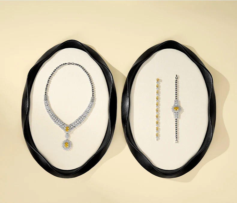 Oirlv Unregelmäßiges PU-Leder Schmuck-Display-Tablett Weich mit Samt Gefüttert Perlen-Armband Aufbewahrungsplatte Großes Schmuck-Präsentationstablett für Geschäfte – Detail 11