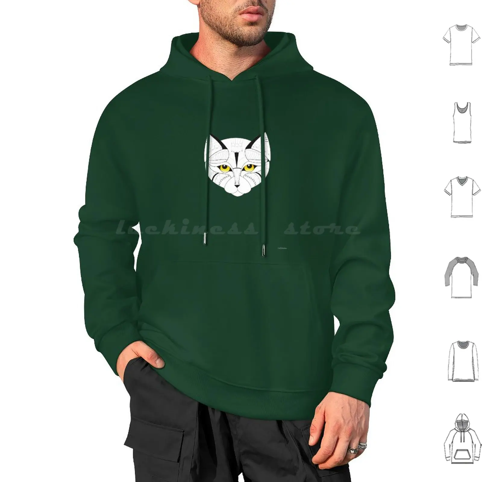 Egyptian Cat Hoodies Long Sleeve Geometric Egyptian Yellow Big Eyes Eyes Yellow Eyes Cat Kitty Lovely Beautiful