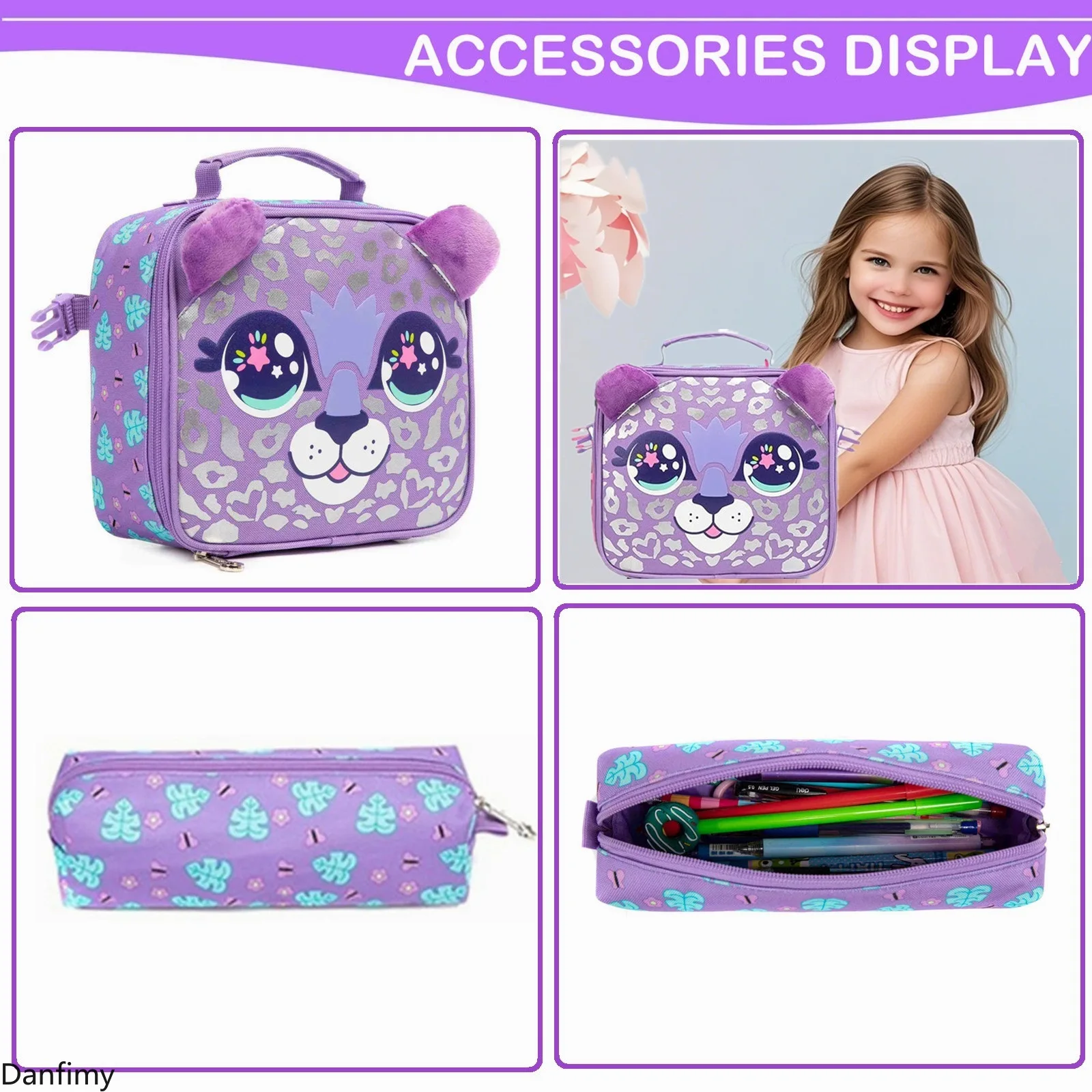 حقائب ظهر للأطفال للفتيات حقيبة مدرسية لطيفة مع صندوق غداء حقيبة ظهر مدرسية ابتدائية خفيفة الوزن للأطفال العودة إلى اللوازم المدرسية #6
