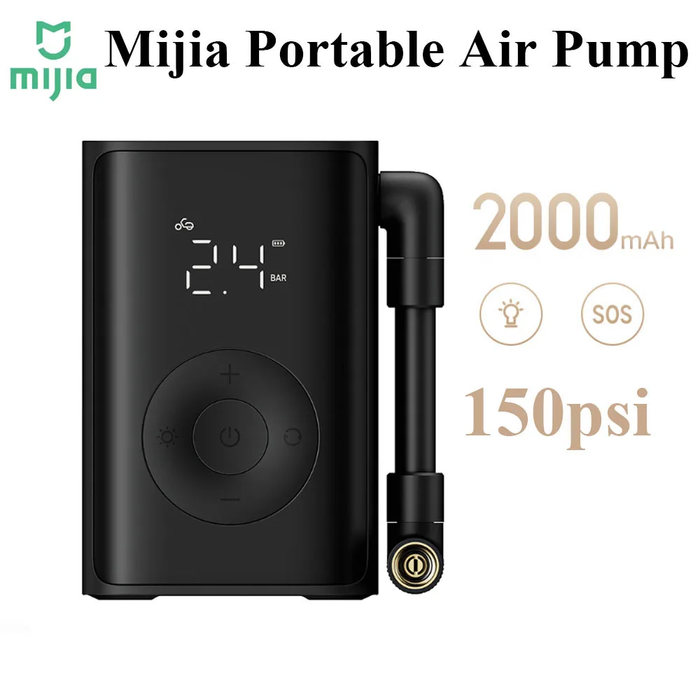 

Mijia Portable Air Pump 150Psi LED Display 2000mAh Electric Air Compressor Tire Pressure Detection Multitool Inflator