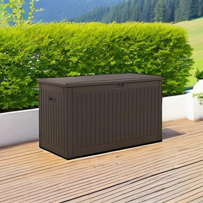 260 Gallon Extra Large Deck Box Double Wall Resin Outdoor Storage Box with Flexible Dividers for Patio Cushions Garden Tools