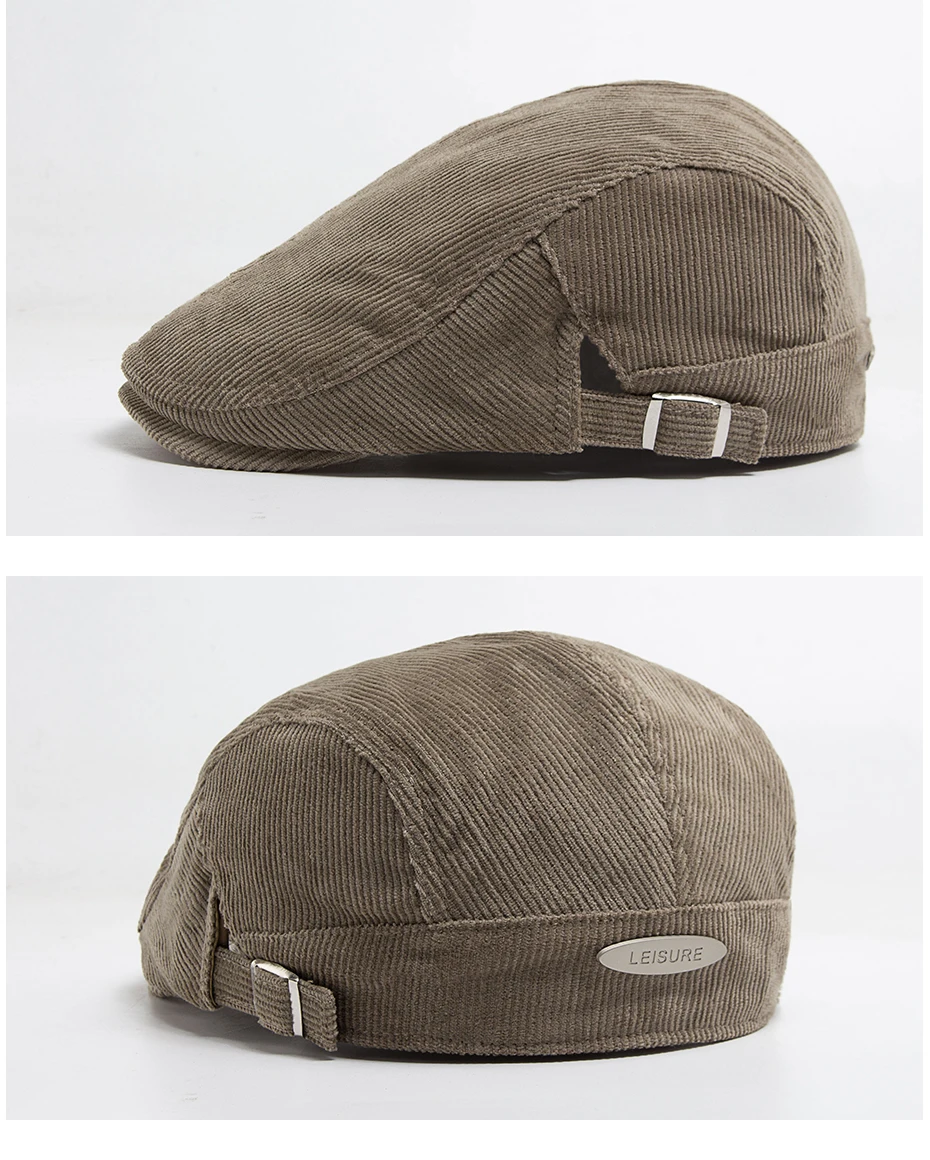 Männer Mode Cord Baskenmütze Frühling Herbst Dicke Warme frauen Flachen Hut Vintage Casual Zeitungsjunge Mütze Unisex Mode Vorne Hinten tragen – Detail 12