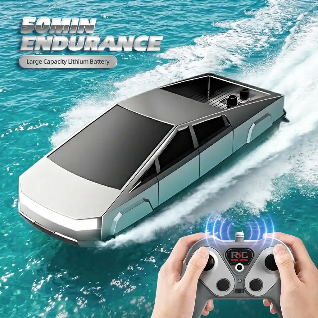 Bote RC de Alta Velocidad de 2.4GHz con Doble Motor, Bote de Carreras a Control Remoto a Prueba de Agua para Piscina, Lago, Juguete para Niños, Regalo para Niños
