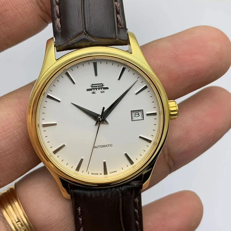 ساعة ميكانيكية أوتوماتيكية كبيرة للرجال ، مقاوم للماء الياقوت ، الفولاذ المقاوم للصدأ ، والأزياء خمر ، الكلاسيكية ثلاثة اليد ، 39 مللي متر