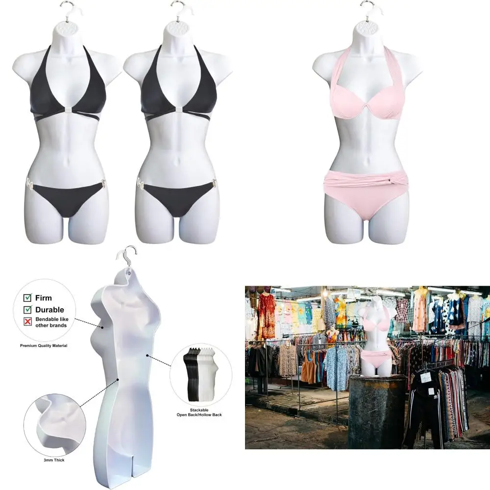 

Stackable Female Mannequin for Dress Display with Hollow Back and Hanging Hook, Ideal for T-Shirt and Countertop Presentations
