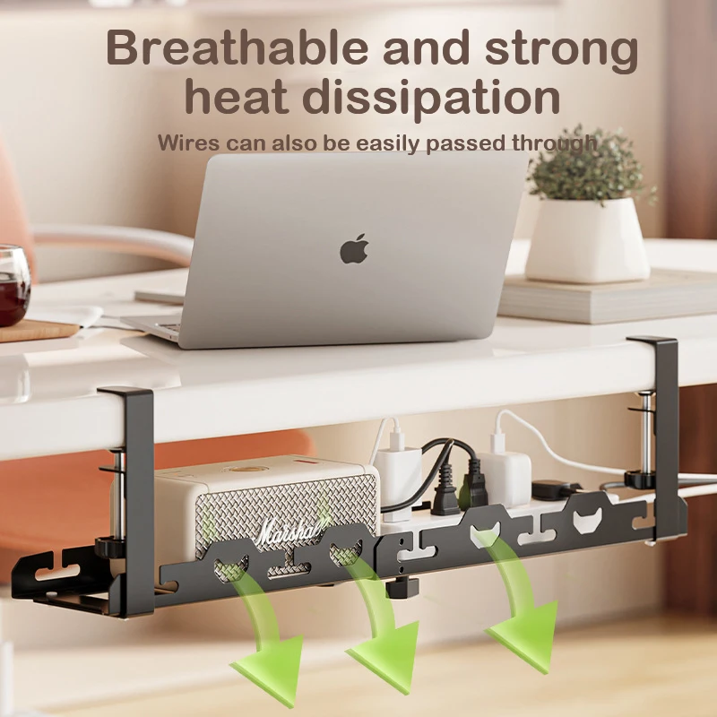 

Adjustable No Drill Wire Organizer Extendable Under Desk Cable Management Cable Tray Power Strip Cord Holder Desk Cable Shelves