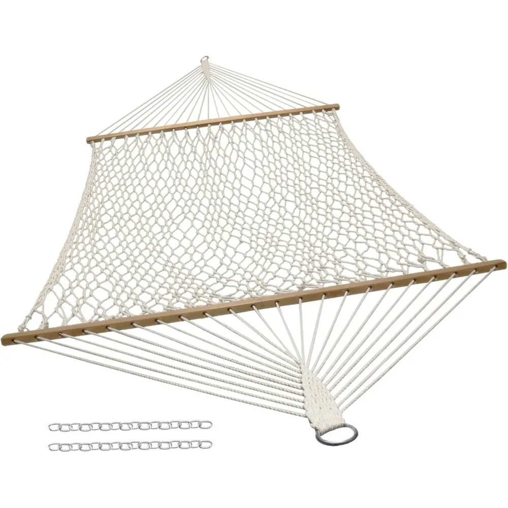 

Гамак Sunnydaze из хлопковой веревки для улицы — грузоподъемность 450 фунтов для использования в помещении или на открытом воздухе с распорвателями — натуральный
