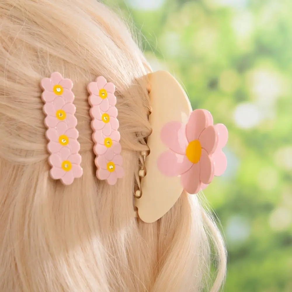 

Colorful Flower Acetate Hair Claw Rhinestone Hairpin Acetic Acid Shark Clip Hair Accessories Headwear Sakura Barrettes Daily