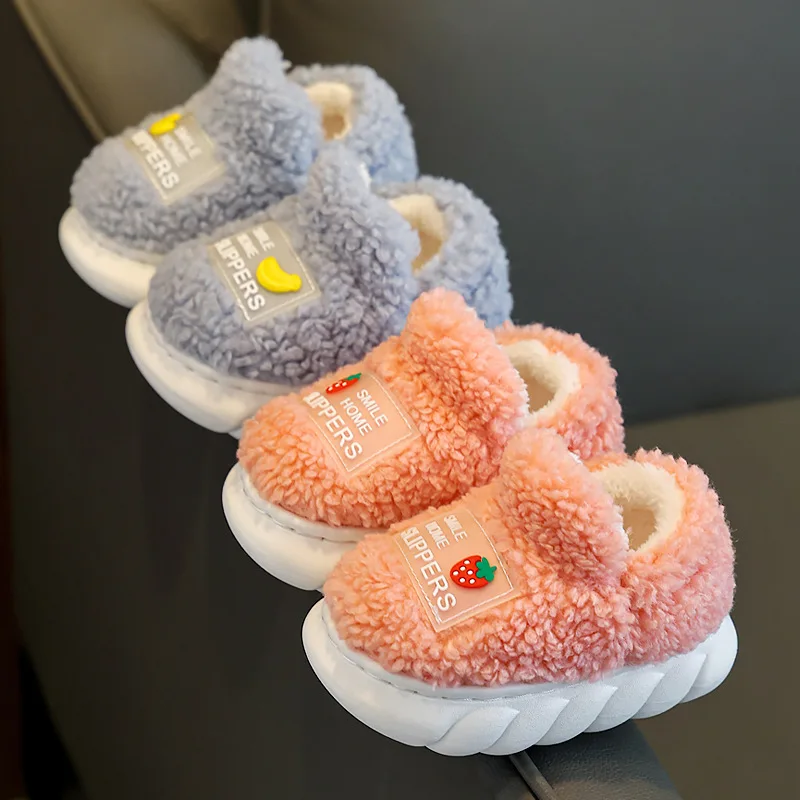 New Style Children Home Shoes Cashmere Cotton Slippers Kids Warm Shoes Boys Girls Slippers Indoor Home Winter Baby Kids Shoes