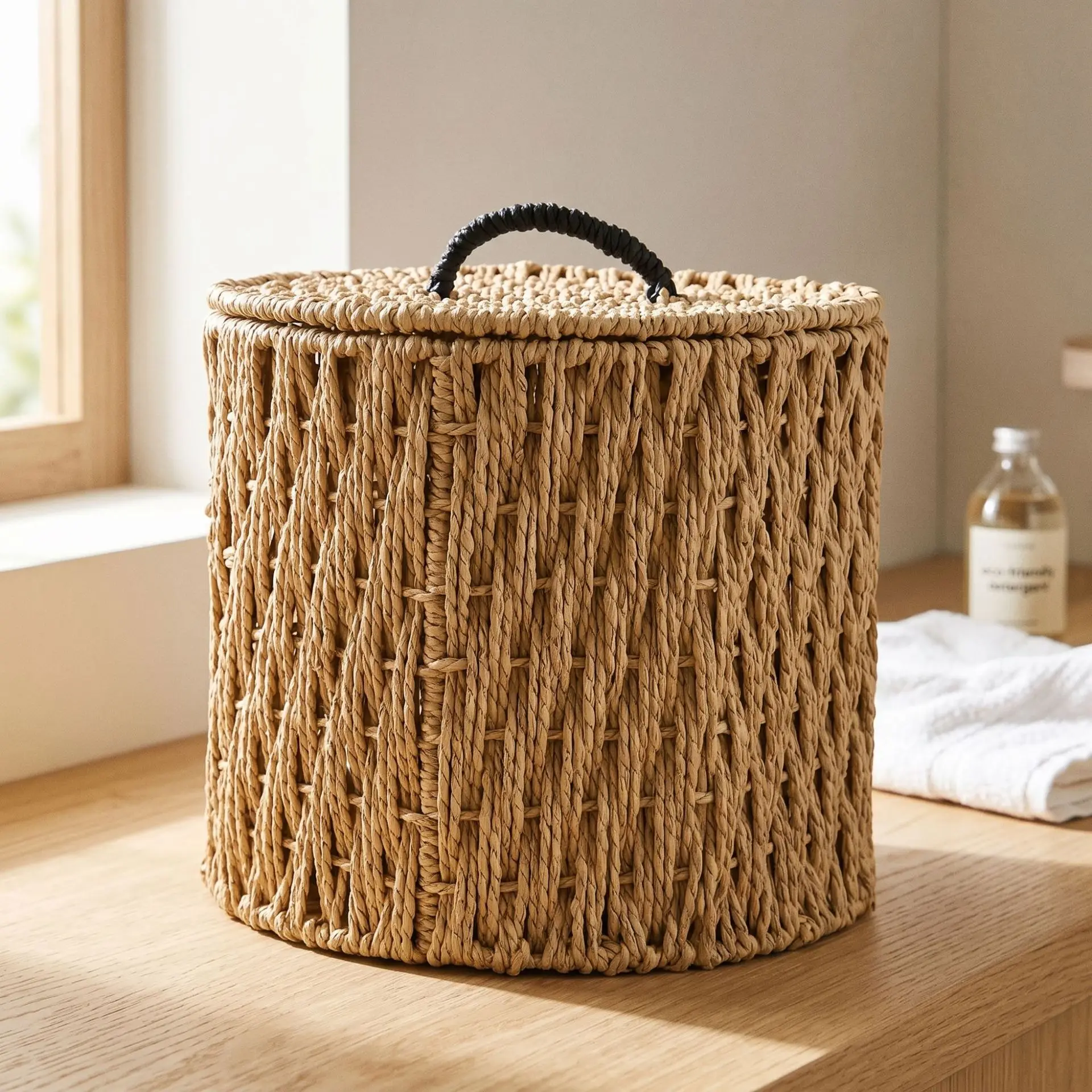 

Cross-border factory paper rope woven storage basket storagebasket hotel hoteldirty clothesbasket toilet paper storagebaske
