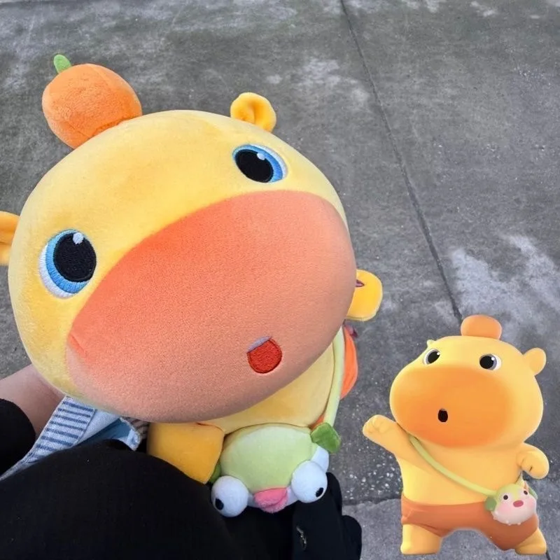Plush Doll Orange Capybara Lulu Soft Stuffed Toy Pufferfish Crossbody Bag Throw Pillow For Sofa Home Decoration Adult Gift