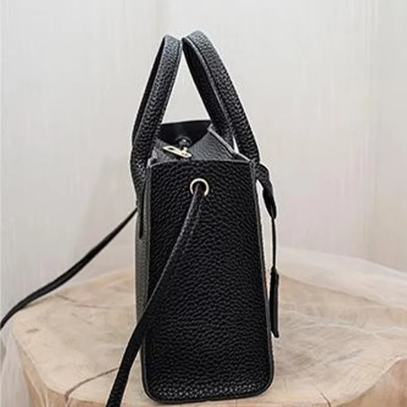 Solid Color Lychee Grain Ladies Handbags Single-shoulder Crossbody Handheld Triple-use Satchel Portable Leisure Bag