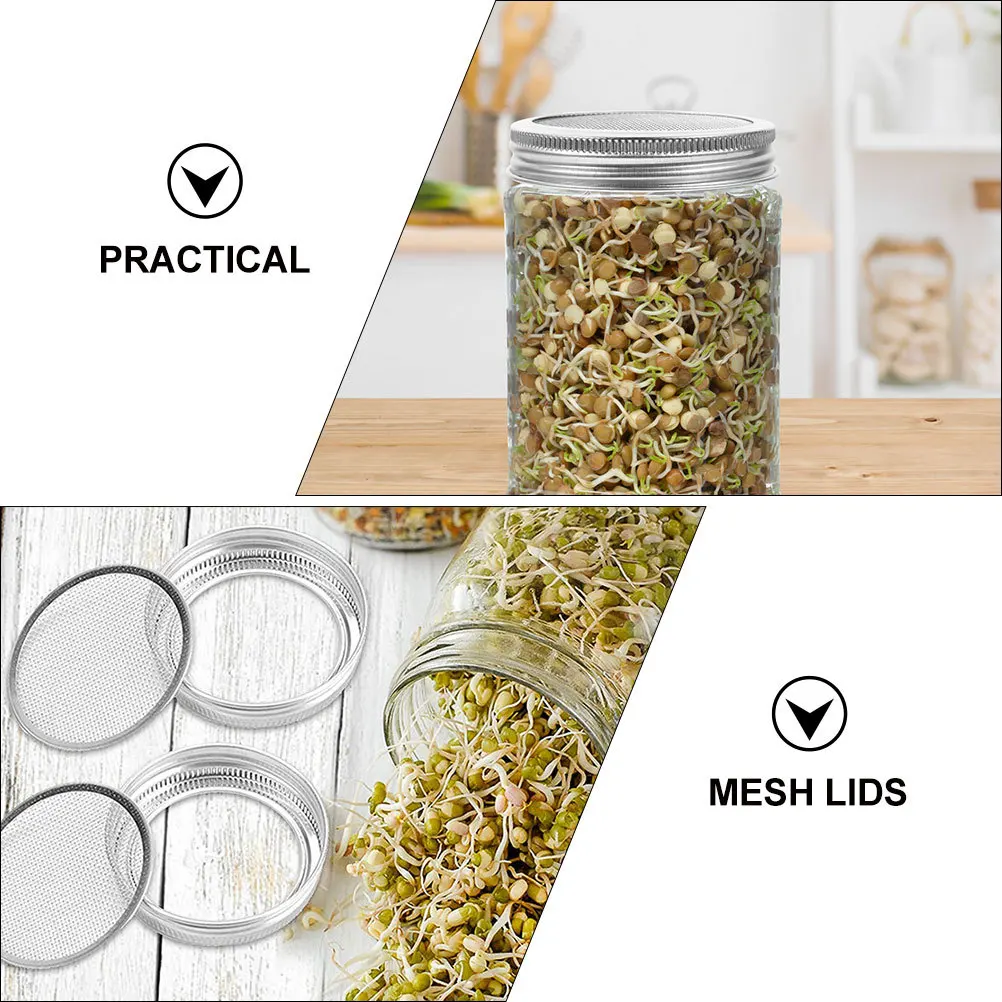 

12Pcs Sprouting Jar Lid Stainless Steel Mesh Filter for Bean Sprouts Strainer Cap Wide Mouth Mason Jar Sprouting Lid