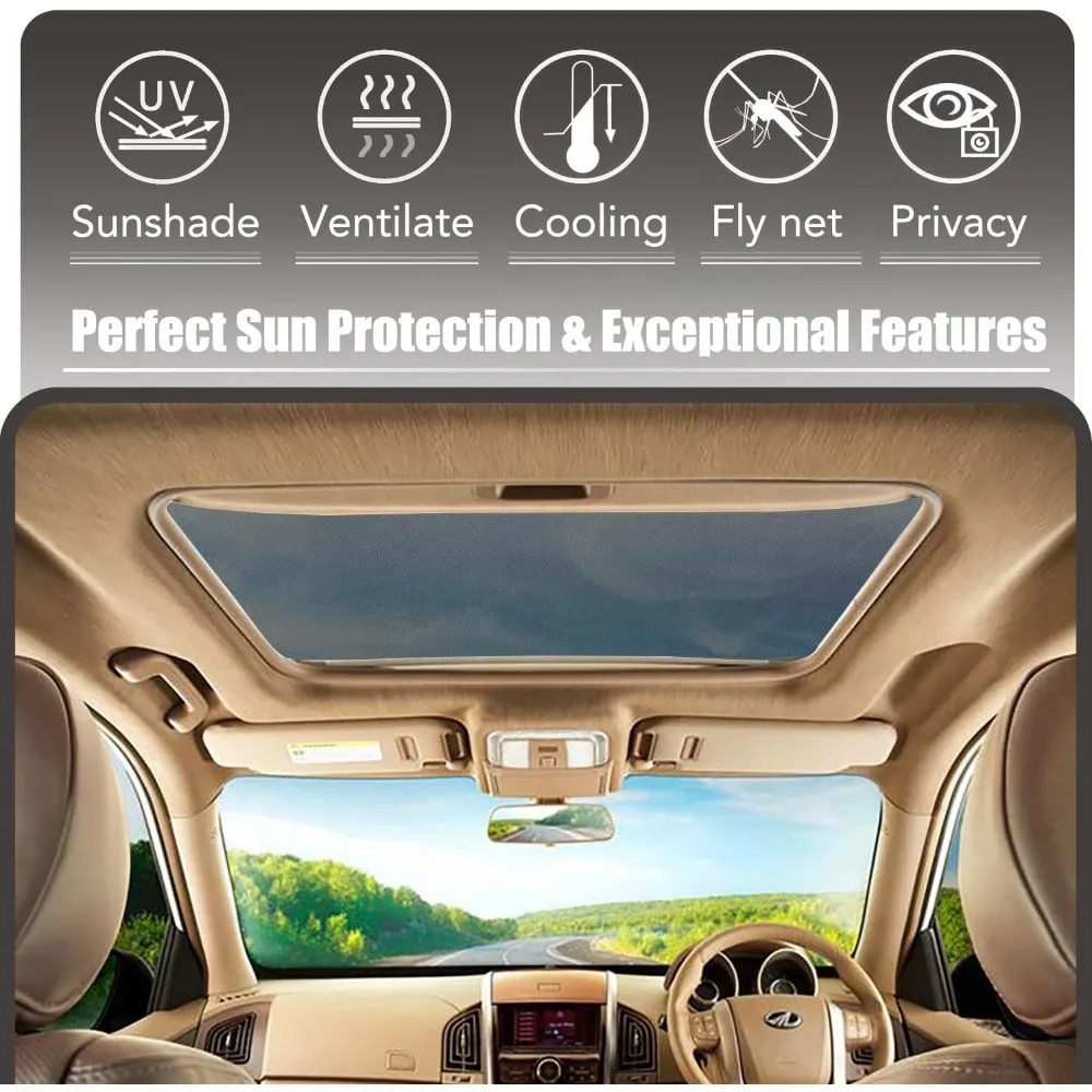 Sunroof Sun Shade Universal Car Moon Roof Mesh Sun UV Protection Cover, Magnetic Quick Install, Release Heat and Ventilation