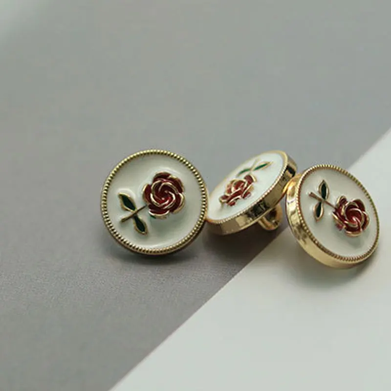 Vintage Rose Metal Buttons For Women White Shirts Decorative Clothing Diy Crafts Supplies Garments Sewing Accessories 10pcs/lot