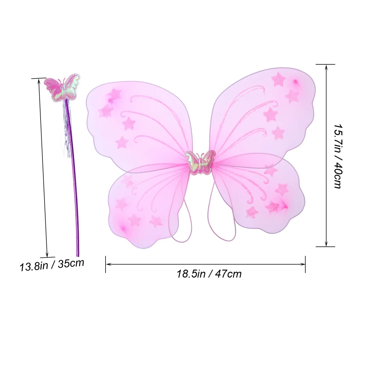 4Pcs Butterfly Wings Tutu Skirt Set Rose Red Fairy Wand Headband Kids Performance Costume Costume Tutu Set Wings