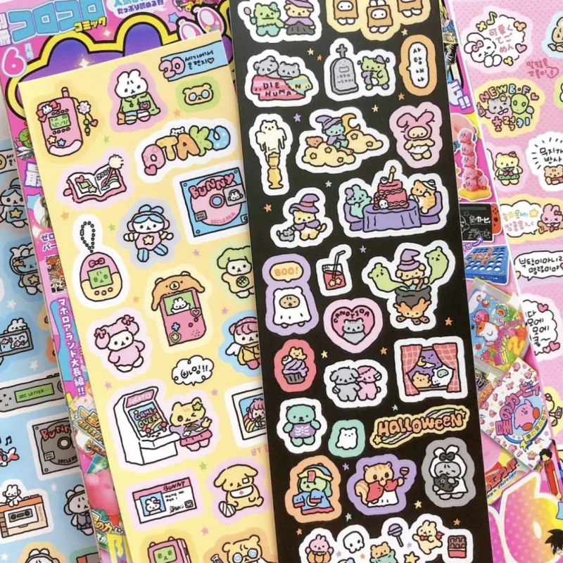 Korean Cartoon Cute Kawaii Graffiti Hand Drawn Rabbit Sticker Hand Account Photo Planner Diary Scrapbook DIY Decorative Stickers