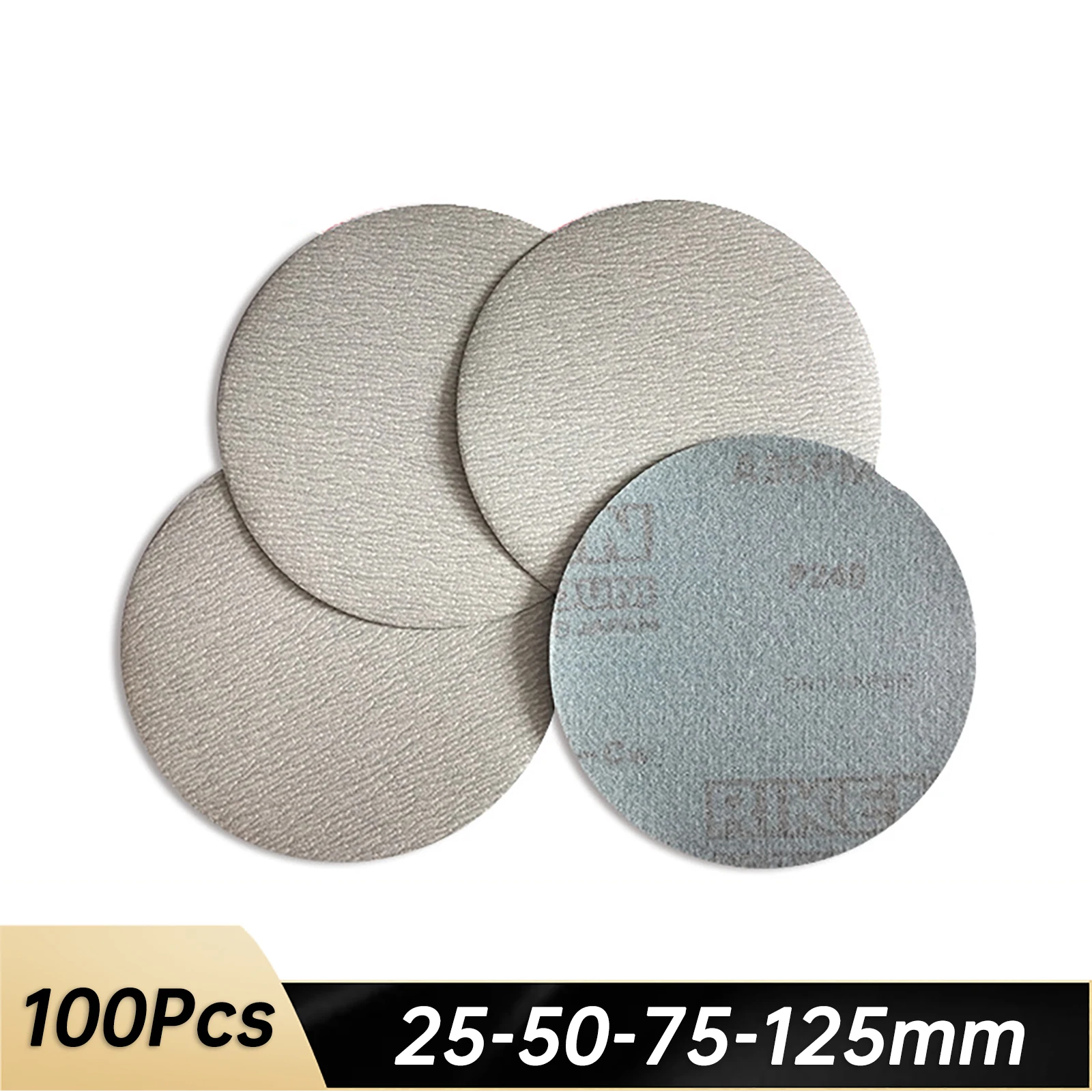 100Pcs 25-50-75-125mm 1-2-3-5 Inch Sanding Discs Hook and Loop Dry Grinding Sandpaper 60-1200 Grit For Polishing Abrasive