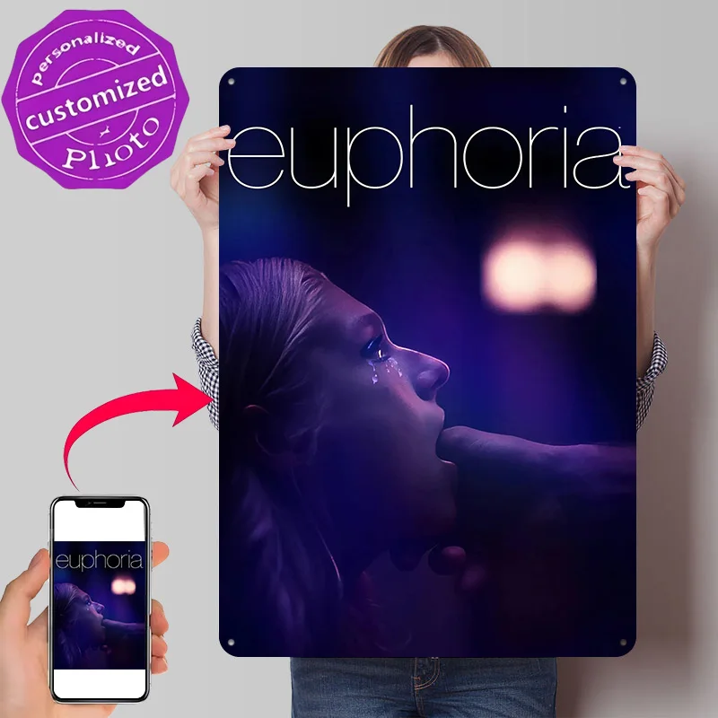 Affiche métallique de la série télévisée Euphoria, cadeau parfait pour les fans, art mural personnalisé, plaque métallique pour accessoires de garage, décoration de bureau