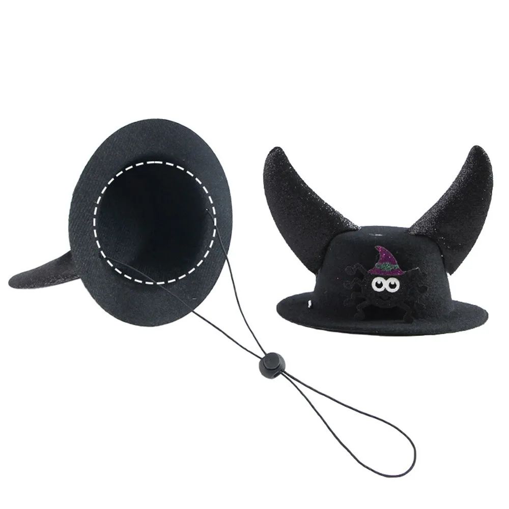 

Cat Headwear Cartoon Halloween Pet Horns Hat Adjustable Pumpkin Halloween Pet Hat Creative Felt Dog Dress Up Cap Cosplay Party