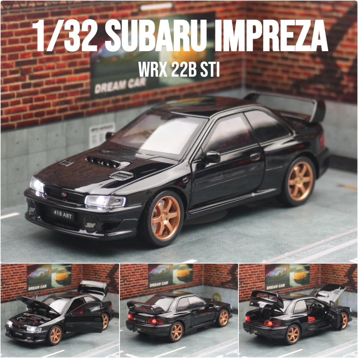 1/32 Subaru Impreza WRX 22B STI JDM Toy Car Model Diecast Metal
