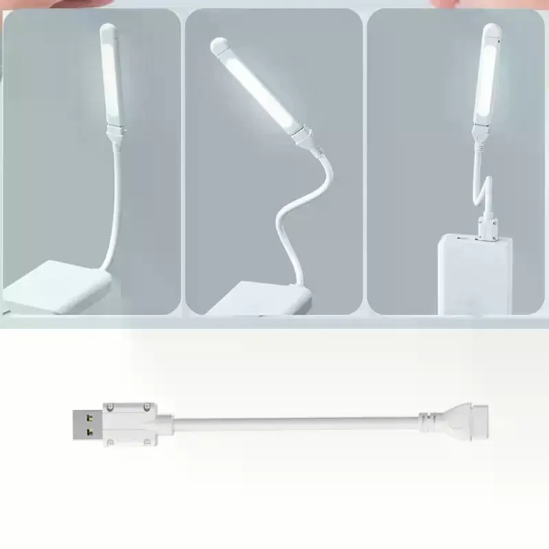 Mini USB LED Night Light 8LEDs Book Lamp Extension Pole Plug Adapter For Reading Notebook Power Bank Type-C And USB Interfaces