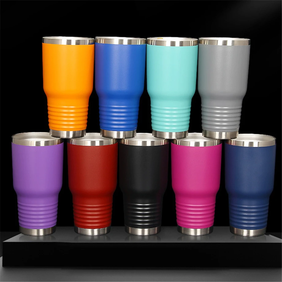 

100pcs/Lot Mug Travel Tumbler 20oz/600ml 30oz/900ml Ring Base Cup 18/8 Stainless Steel 2-Wall Insulated Vacuum Glass Slide Lid