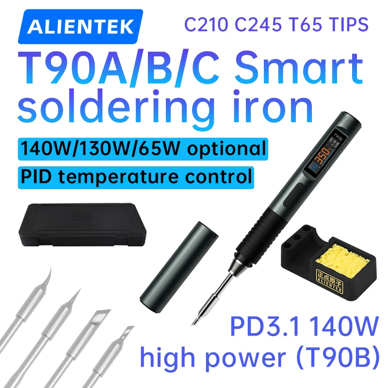 Паяльник ALIENTEK T90 с высокоточным контролем температуры, 80-450°C ℃   Профессиональный ремонтный комплект 140 Вт C245 C210