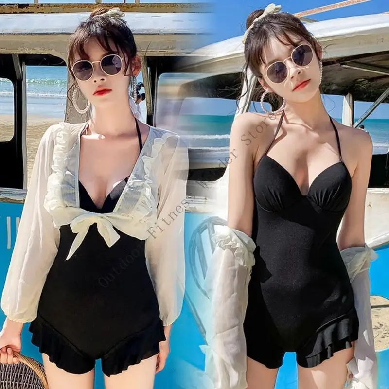 

E8BF Womens Swimsuit with Cover Up Female Push Up Bathing Suit Beachwear