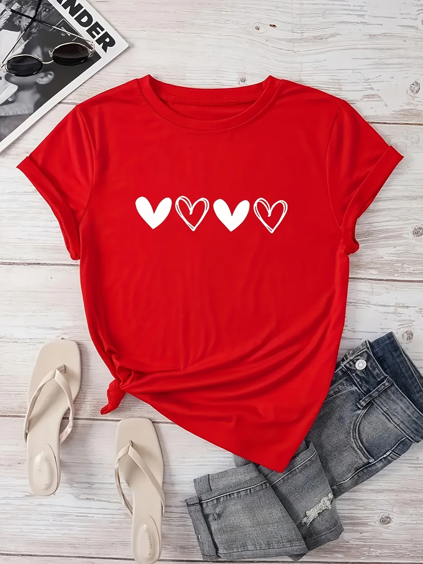 Dames PLUS-size T-shirt met korte mouwen, los en casual, zacht, comfortabel en ademend, buitensporten