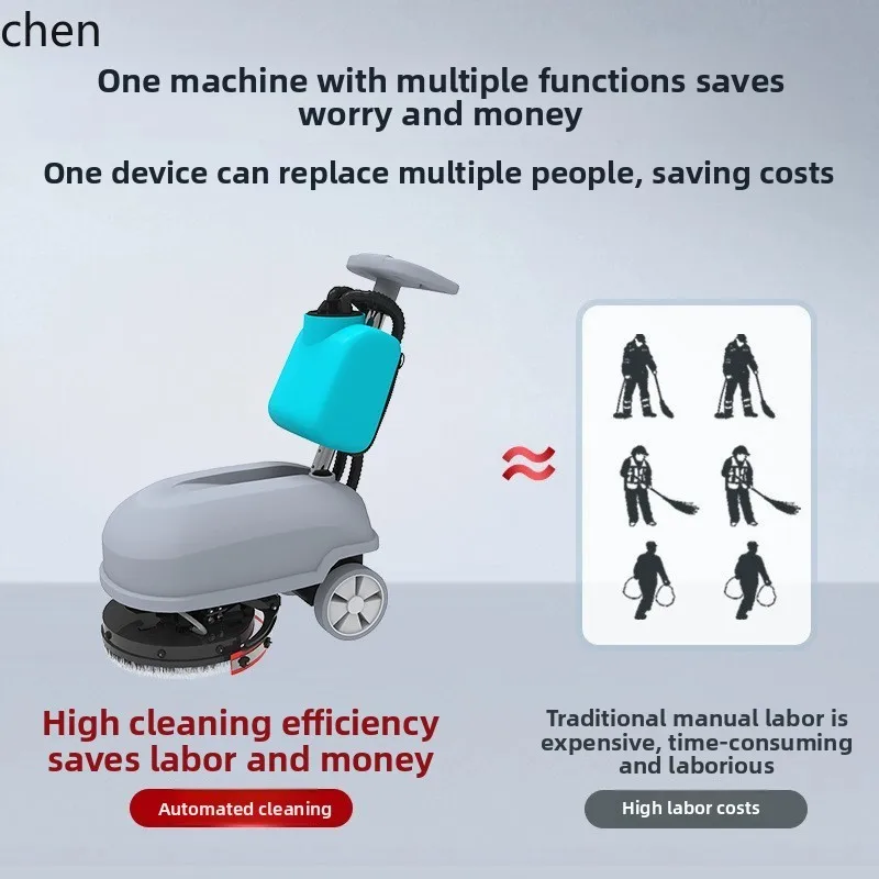 HT350 Hand-Pushed Floor Scrubber Commercial Factory Workshop Sweeper Suction and Mopping Integrated