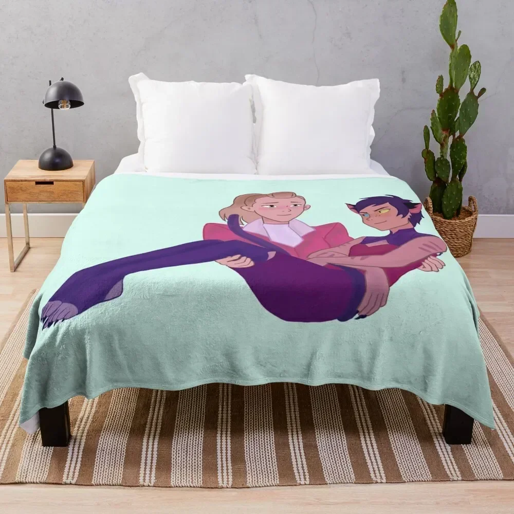 

Catradora, Catra sitting in Adora's Lap, She-Ra Season 5 Throw Blanket All Season Soft Lightweight Blanket for Home