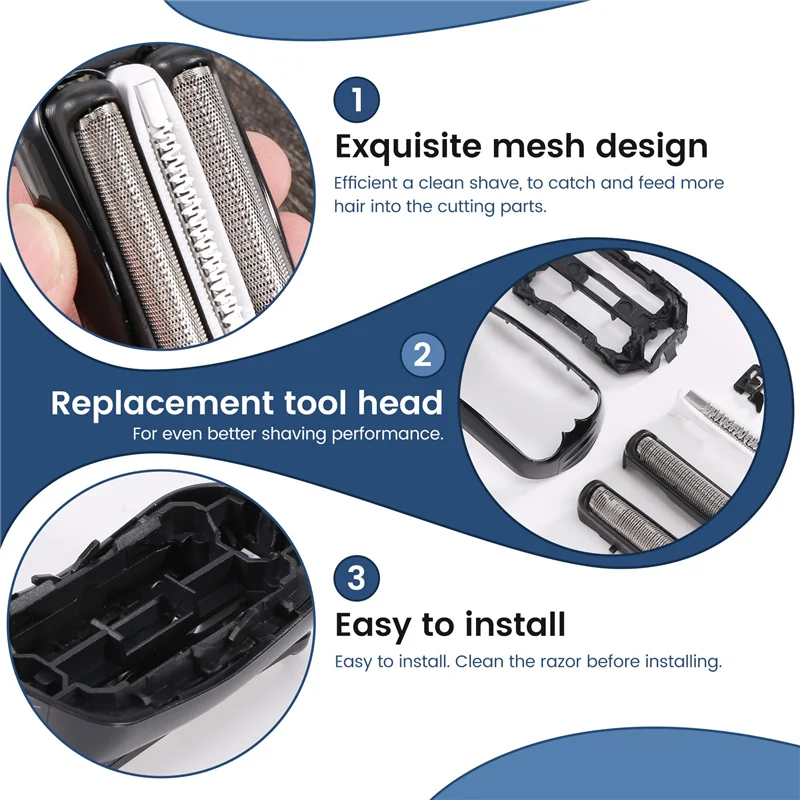 ABUD-Replacement Electric Shaver Head For Braun 3 Series 300S 301S 310S 320S 330S 340S 360S 380S 3000S