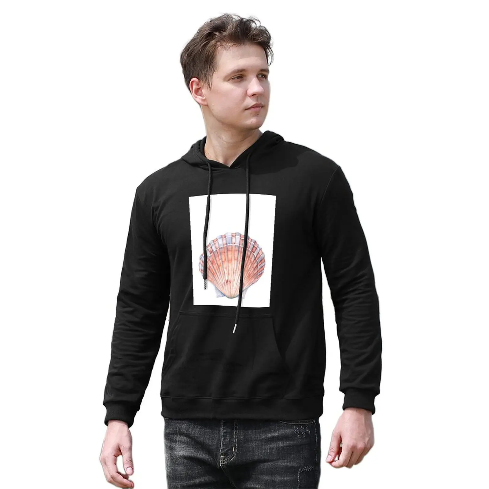 Seashell Pullover Hoodie japoński styl męska jesienna odzież męska oversize bluza z kapturem