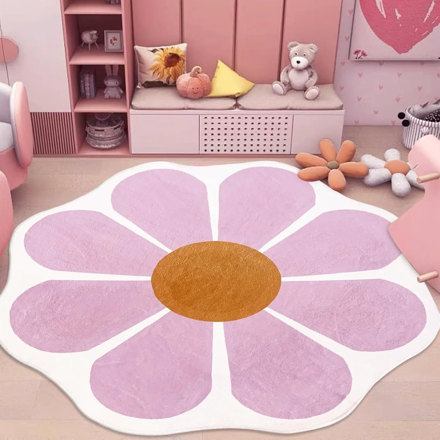 

Round Living Room Carpet Large Size Bedroom Bedside Carpets Study Chair Floor Mat Cute Flowers Style Home Decoration Rugs