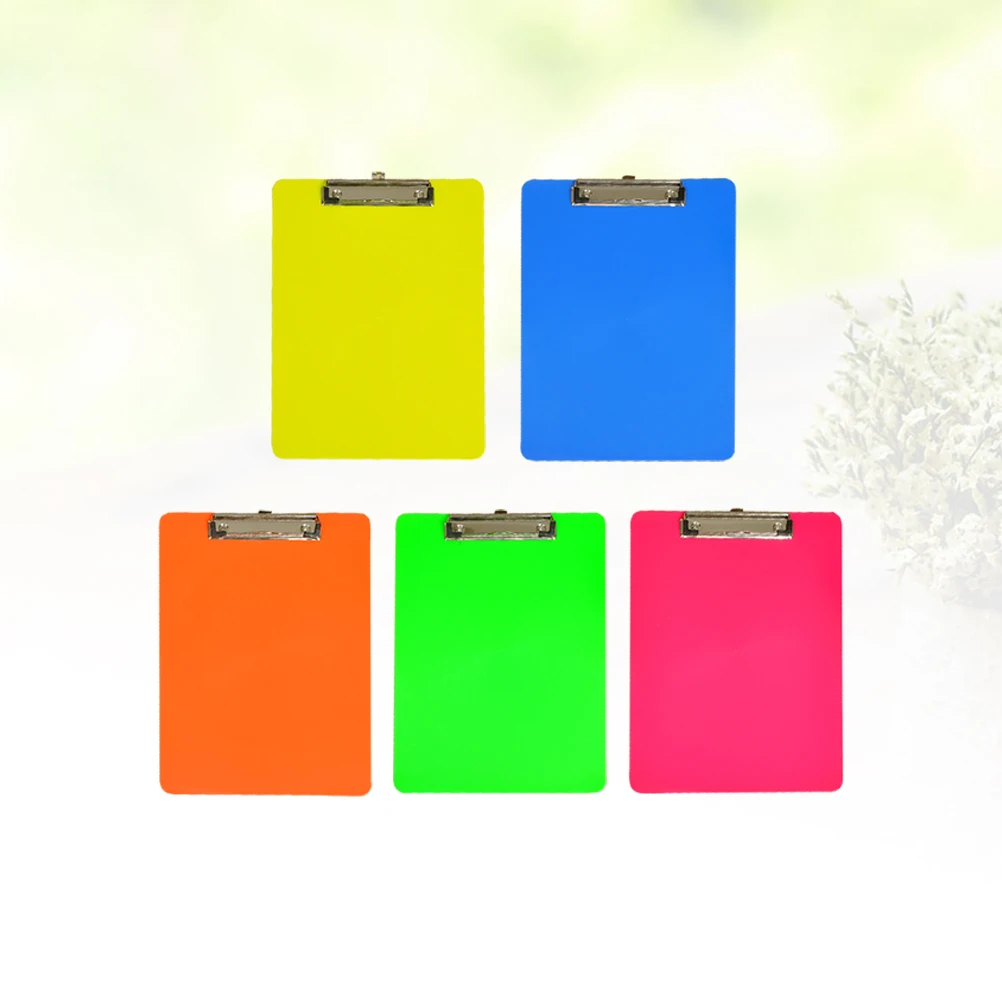 

5pcs Colorful Plastic A4 Clipboards Profile Paper Holders Hardboard Memo Folders Office Home 320X225Mm Red Orange Yellow Green