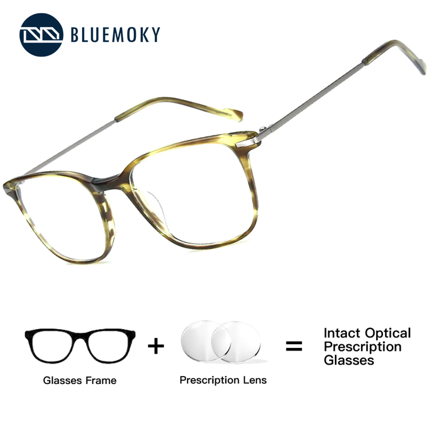 

BLUEMOKY Elegant Square Prescription Optical Wear Women’s Mental Frame Equipped With Photochromic And Blue Ray Blocking