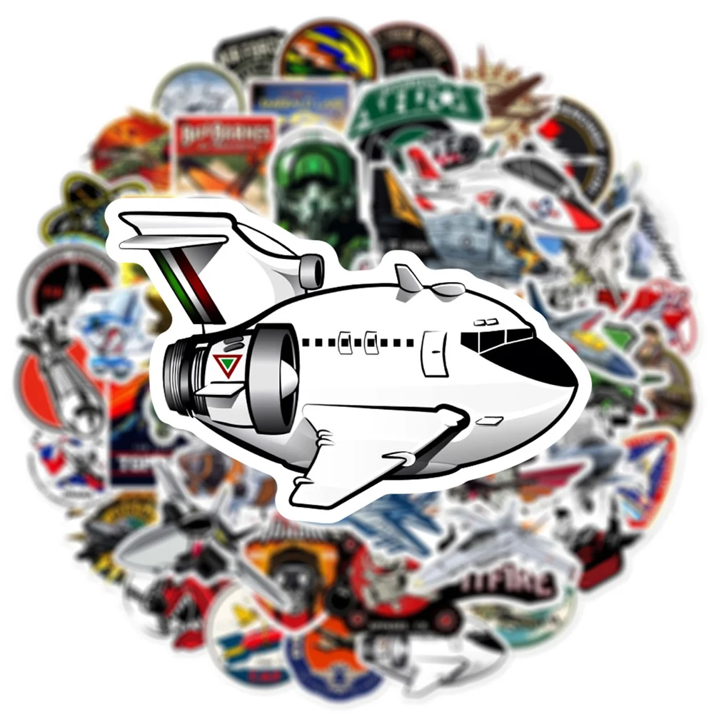 50pcs Cartoon Vintage Retro Fighter Sticker For Scrapbook Laptop Ipad Guitar Scrapbooking Supplies Plane Stickers For Kids