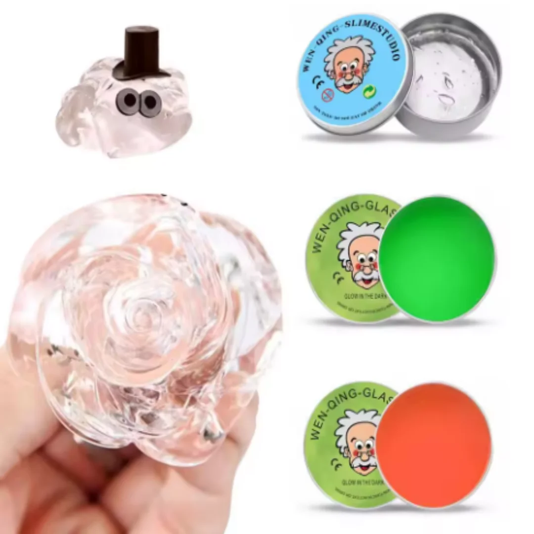 Lab Putty Crystal Clear Glass (1 Pack) Best Thinking Smart Crazy Stress Putty with Tin, Sensory & Bouncing Toy Children Gifts