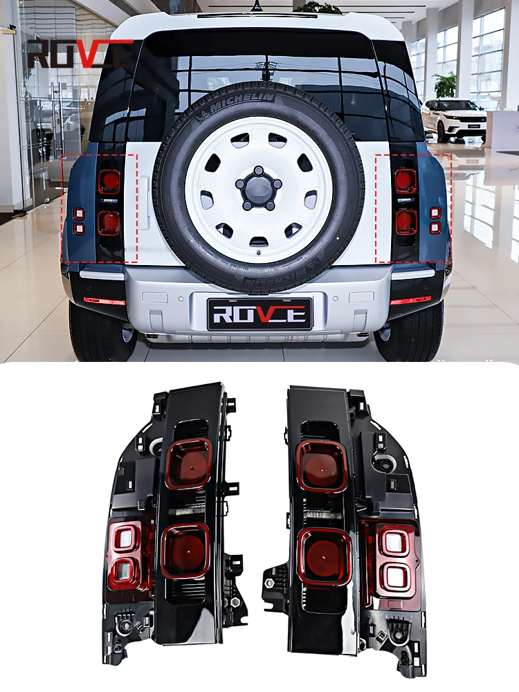 Rovce Voor Land Rover Verdediger L663 2020-2022 Achterlicht Achterrem Hoge Lichten Led Achterlicht Richtingaanwijzer Achterlicht - afbeelding 2