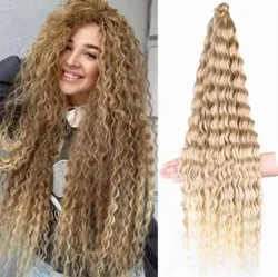 Extensión de cabello de ganchillo, pelo Extra largo de onda profunda a granel, 26 pulgadas, Color degradado, trenzado, material premium, 100 presente