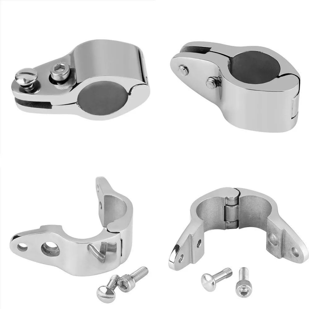 2Pcs 22mm-50mm Boat Bimini Top Hinged 316 Stainless Steel With 2 Screws Marine Hinge Easy Install Jaw Slide Marine Hardware