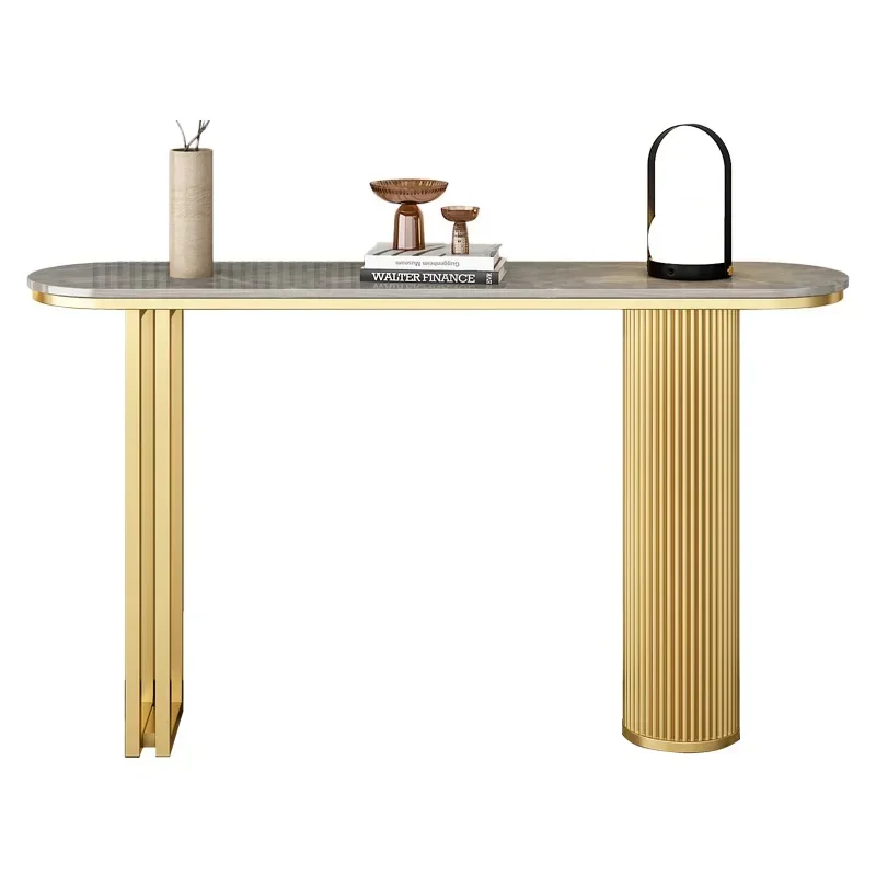 Italian light luxury rock slab entrance platform, curved entrance cabinet, modern simplicity, against the wall to enter the hous