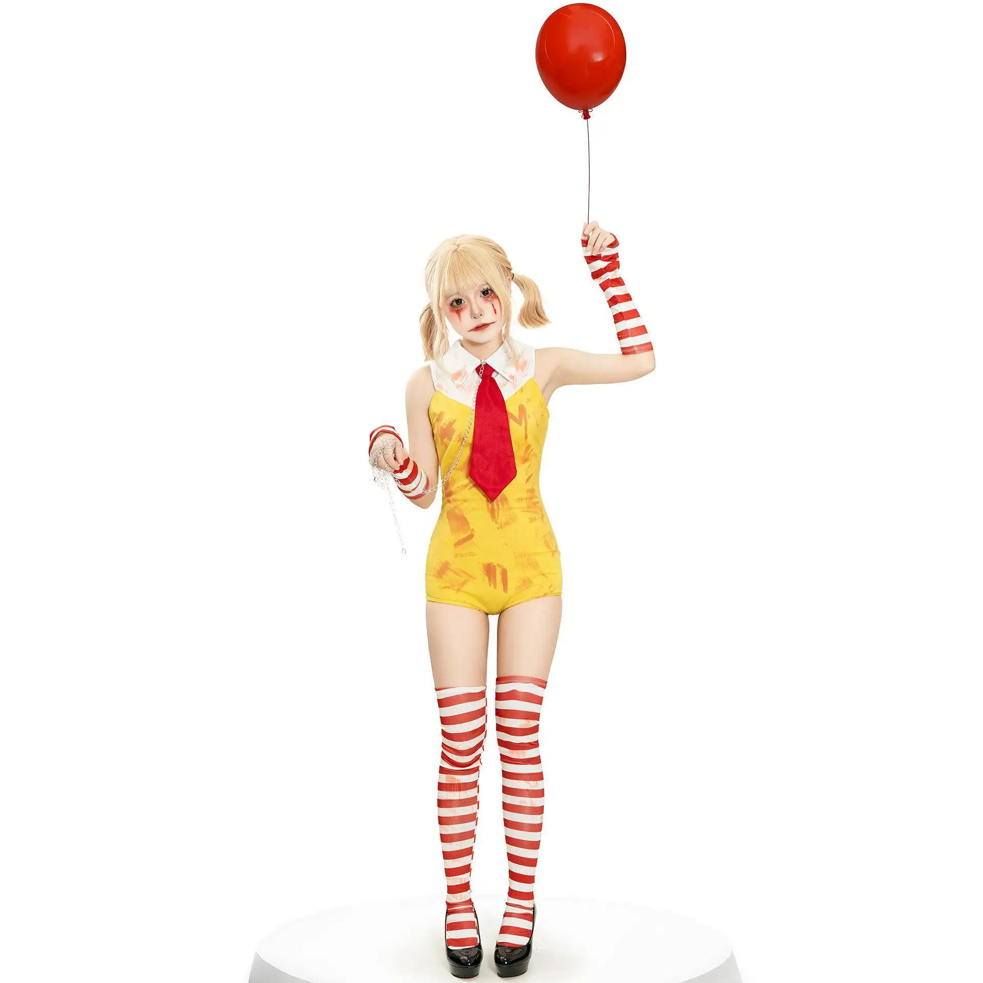 Halloween Prank Bloedgekleurde Clown Vrouw Cosplay Monald's Kostuum Carnaval Prestatiekleding Dames Faion Stadiumkleding
