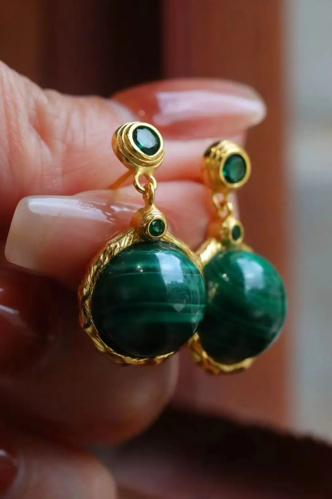 

Сертифицированные серьги из серебра 925 пробы с натуральным малахитом, висячие серьги из натурального круглого большого зеленого камня, женские ювелирные изделия с энергетическими кристаллами