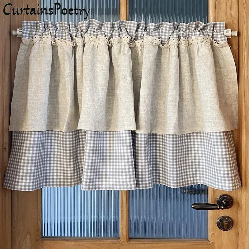 

Buffalo Check Tier Window Curtain Plaid Farmhouse Kitchen Valances Drapes for Kitchen Bedroom Living Dining Room Home Decoration