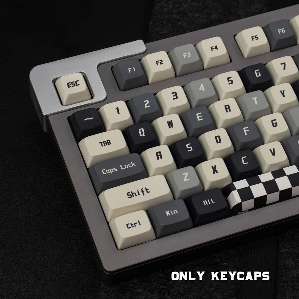 133 Keys Colorful Lattice Keycap Set PBT Thermal Sublimation XDA Profile Keyboard Caps Personalized Gray and Black Plaid Keycaps