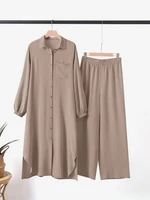 Robe musulmane décontractée pour femmes, chemisier 2 pièces, chemise à manches longues, olympiques pantalons, saoudien, arabe, dubaï, robes boutonnées, automne, 2023 5