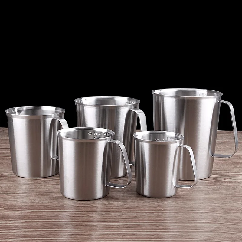 1pcs 500ml 700ml 1000ml 1500ml 2000ml  Stainless Steel Lab Beaker Measuring Cups Graduated Liquid Metal Tools With Inner Scale